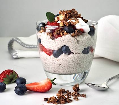 Coconut Yoghurt Chia and Berry Pudding