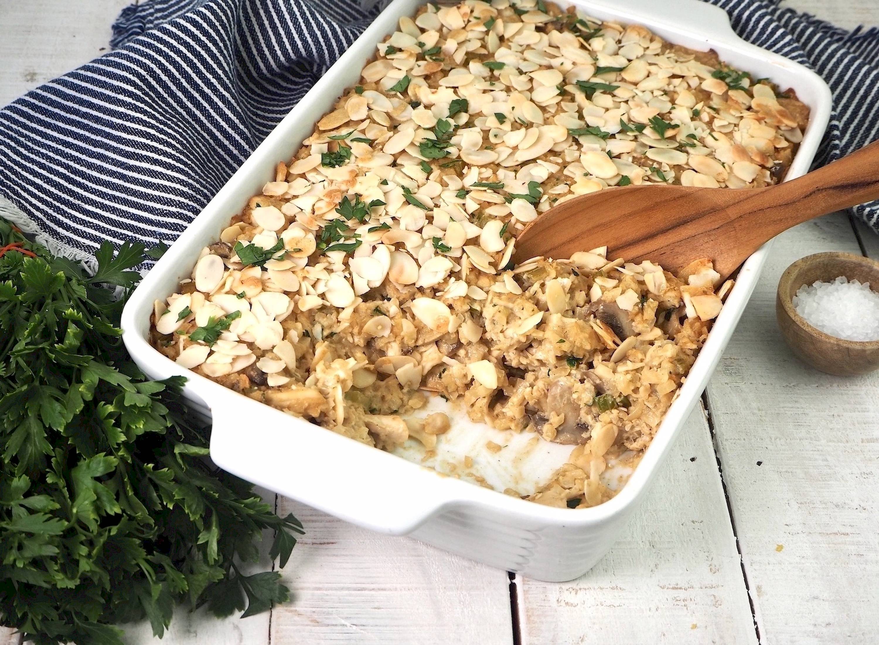 Chicken & Almond Cauliflower Rice Casserole | Paleo | Gluten-free | The JOYful Table