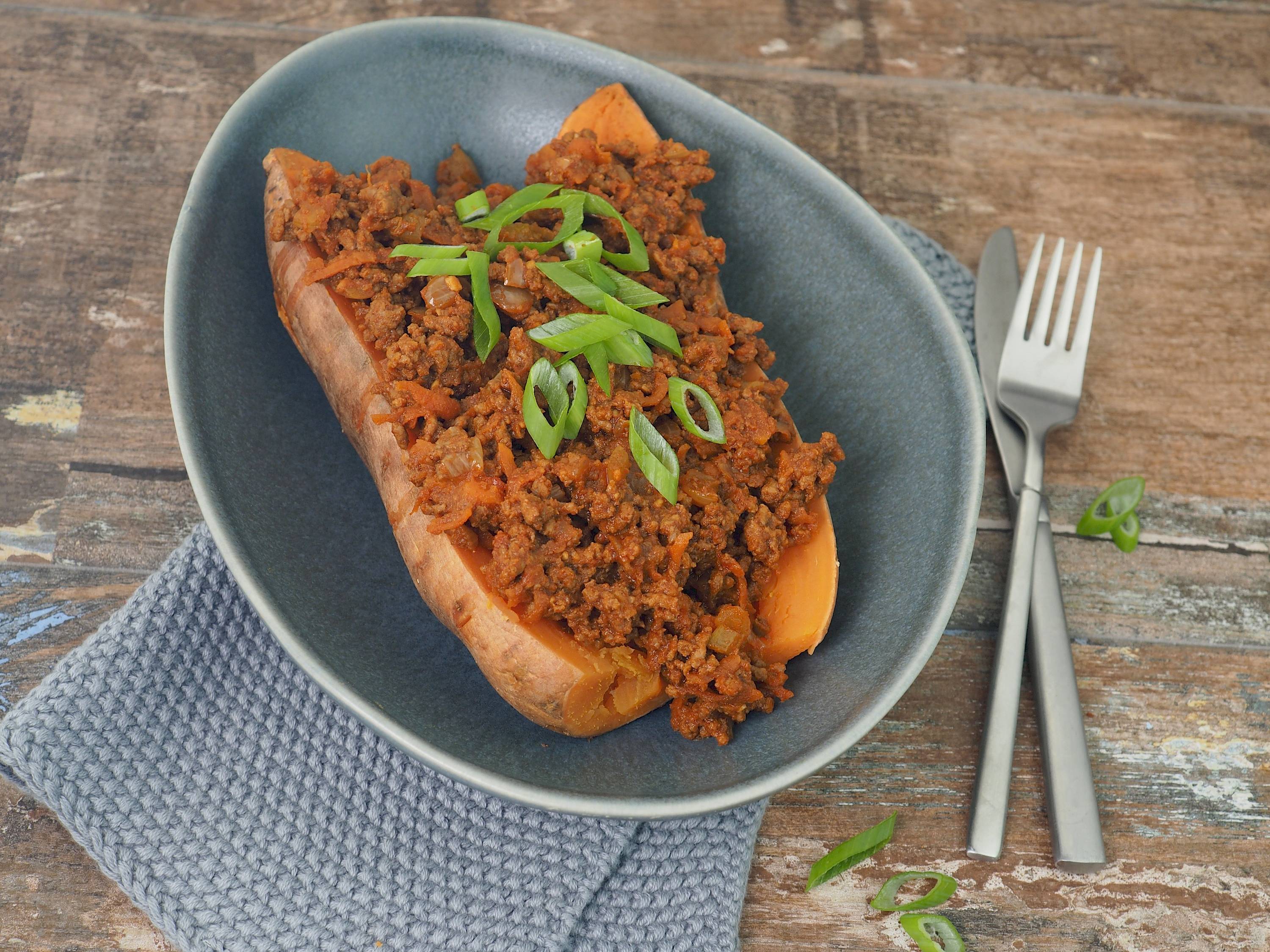 Savoury Minced Beef Loaded Sweet Potato | Paleo | Gluten-free | The JOYful Table